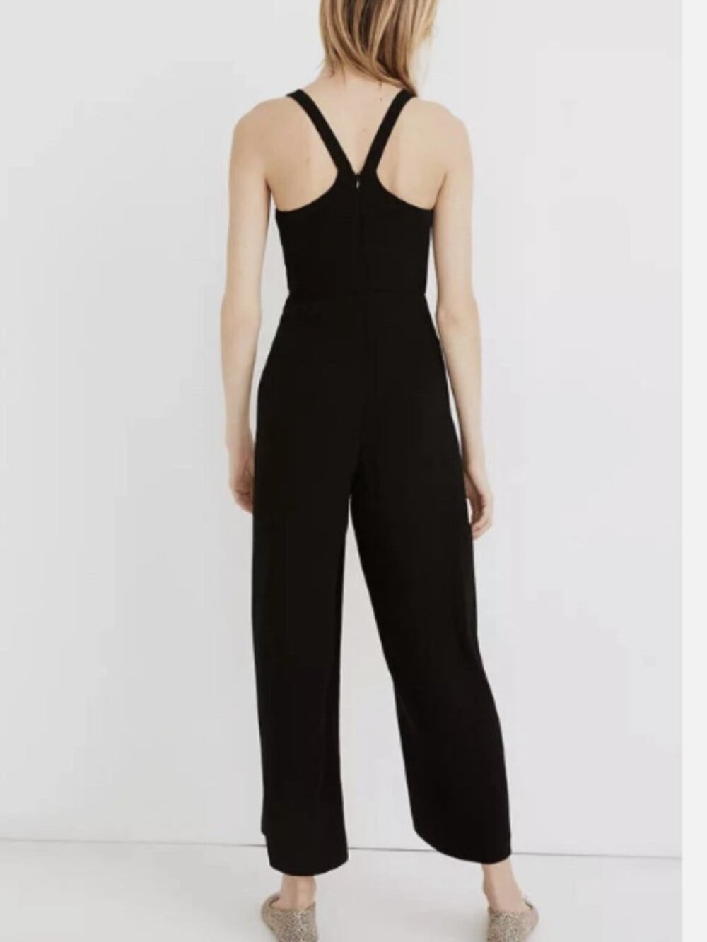 Black Madewell Scoop Neck Wide Leg Jumpsuit Size 6 - Picture 2 of 5